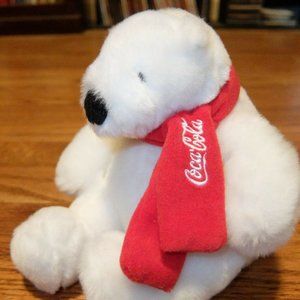 Coca-Cola 6" White Polar Bear with Scarf - Plush Stuffed Collectible Traly 15088